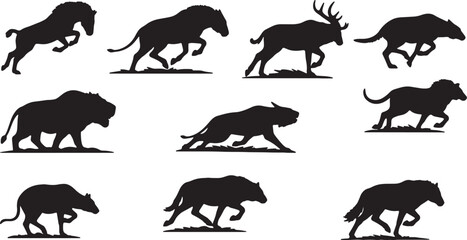 Obraz premium Silhouettes of various wild animals in dynamic poses
