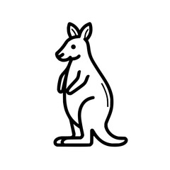 Obraz premium Kangaroo Standing Line Art on White Background