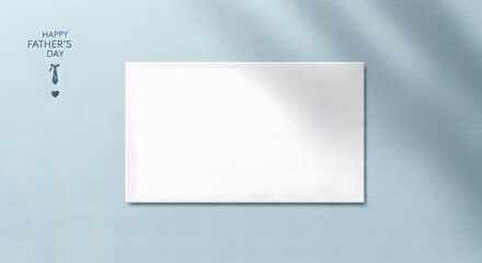 Fototapeta premium A blurry image of a white square on a light blue background with some text and shadows