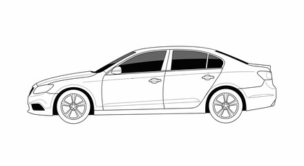Naklejka premium Modern sedan car outline vector illustration isolated on white background