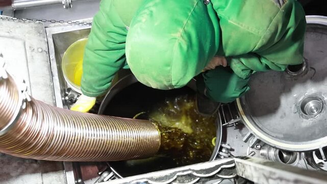 Sunflower Oil Filling Process into Industrial Storage Tank