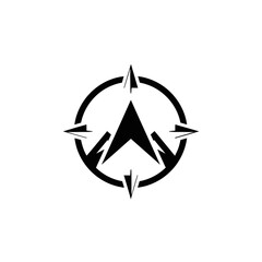 Fototapeta premium Black and white compass icon vector illustration on a white background