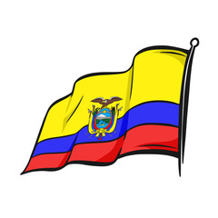 artistic handdrawn ecuador flag illustration