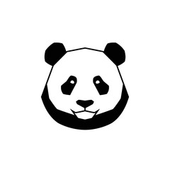 Fototapeta premium Black and white panda head graphic illustration on a clean white background