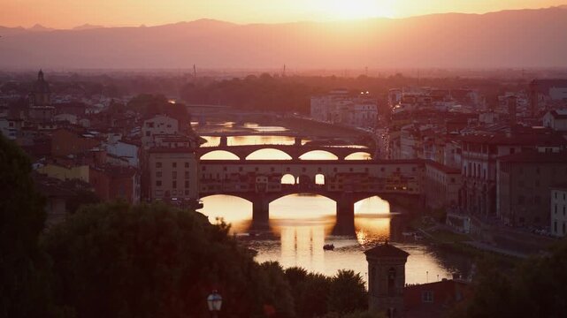 Sunset Over Ponte Vecchio on the Arno River, Florence