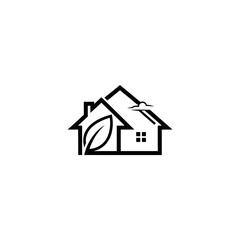 Obraz premium Eco friendly house symbol sustainability concept with leaf and sky elements