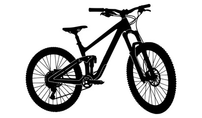 Fototapeta premium Mountain Bike Silhouette Vector Bold Black Bicycle Icon Sport Cycling Illustration