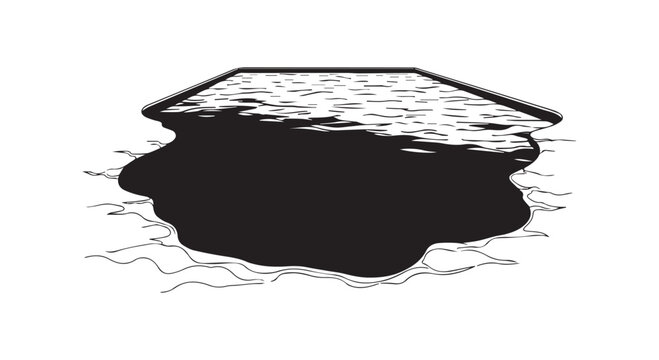 An abstract representation of a dark liquid pool with a floating object