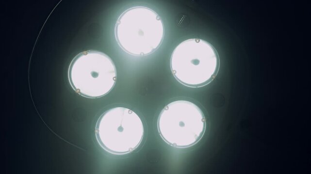 Glowing neon light bulbs forming compact disc and media storage design with digital audio and technology concept