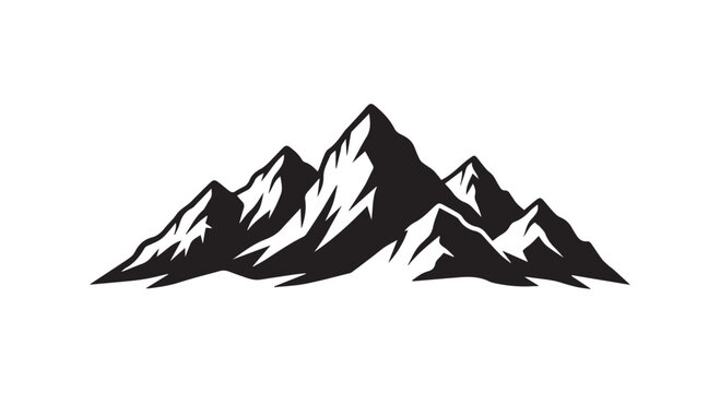 A simple black and white illustration of a mountain range