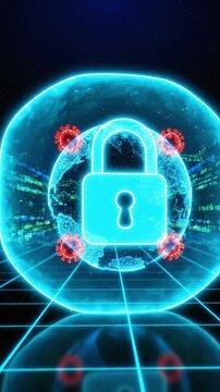 Loopable animation of cyber attack with global network and data flow at high speed