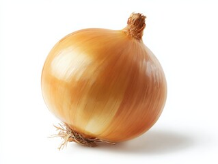 Fototapeta premium Fresh Yellow Onion Close-Up on White Background, Illustrating Healthy Eating and Culinary Ingredients