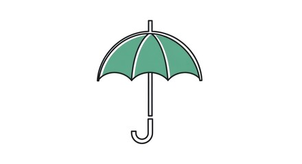 Obraz premium Green umbrella illustration icon design element for weather protection concept on white background.
