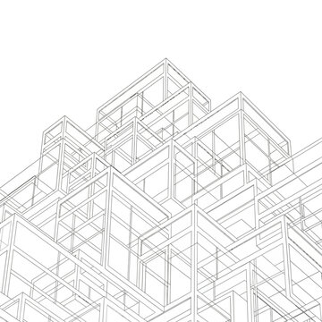 Detailed architectural building design blueprint.