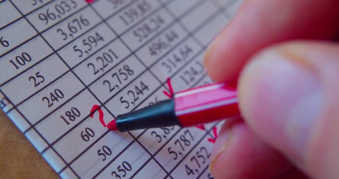 Paper work.Close up shoot  of a marker and numbers on a paper.Concept of Business theme.