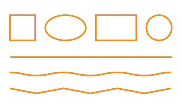Set of different from geometric shapes  from the rope on a white background. Set  vector frames from rope. For Ideal  label designs. Vector illustration.