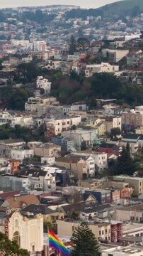 Aerial view of the city of San Francisco. Vertical time lapse in 9:16 ratio. Smartphone and social media ready.