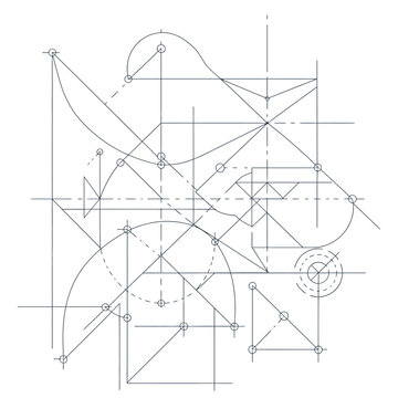 Geometric shapes and lines diagram.