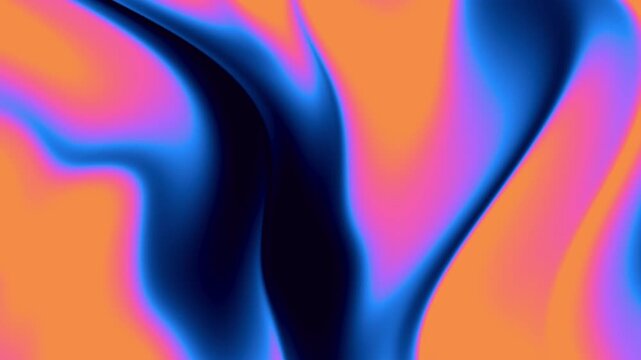 Abstract fluid background with flowing liquid ripples and a smooth orange blue gradient surface creating a vibrant psychedelic aesthetic with soft lighting