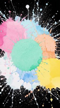Color texture strokes create animated spots on black background for visual art and design projects