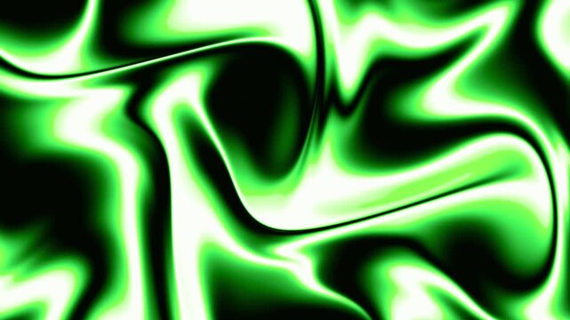 Luminous green fluid simulation with deep black shadows creates a high-contrast organic texture for sustainability and green energy technology concepts