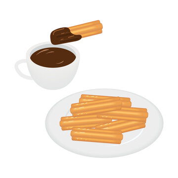 チュロスとホットチョコレート