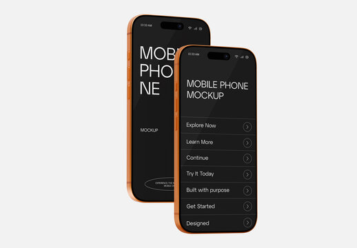 Double Floating Phone Display Mockup