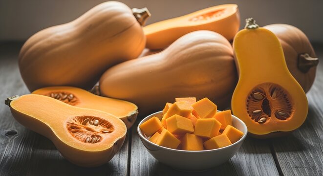 A vibrant display of butternut squash showcasing its warm orange color and versatility in cooking