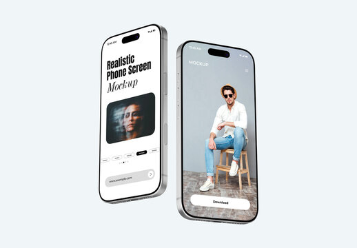 Floating Mobile Phone Screen Mockup Set