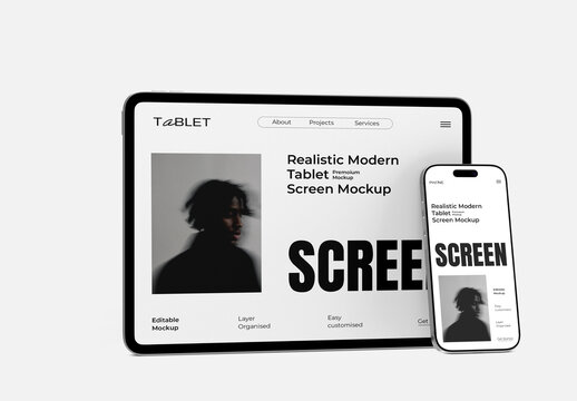 Tablet and Smartphone Screen Mockup Template