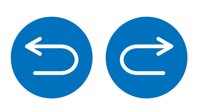 Blue undo and redo curved arrow icons for digital interfaces