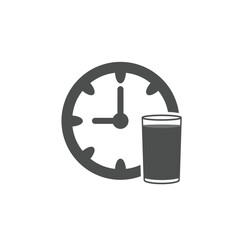 Obraz premium vector flat design drinking time symbol glass and clock