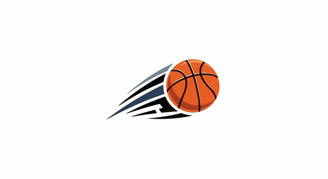 Dynamic basketball in motion with stylized speed lines