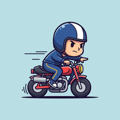 Obraz premium A cartoon character riding a motorcycle fast.
