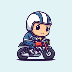 Obraz premium A cartoon character riding a motorcycle.