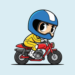 Obraz premium A cartoon character riding a motorcycle.