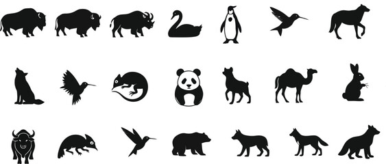 Fototapeta premium Ghost silhouette surrounded by animal shapes on a black background
