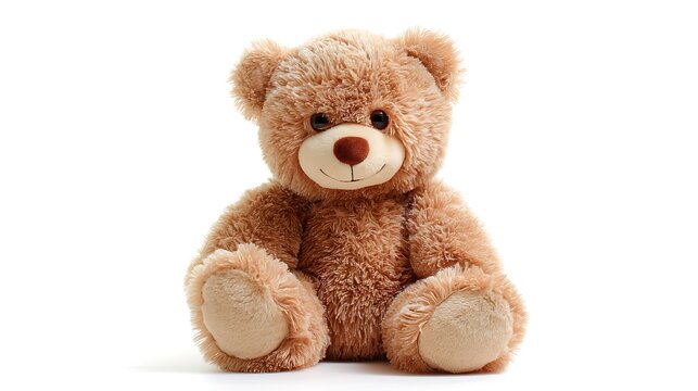 A soft plush teddy bear in moccha isolated on the white background 