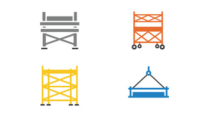 Fototapeta premium Four types of industrial pallet racking and handling equipment designs