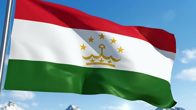 A national flag with red, white, and green stripes and a gold emblem