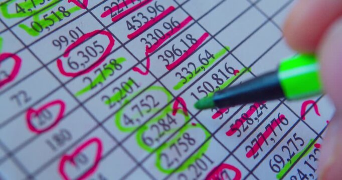 Paper work.Close up shoot  of a marker and numbers on a paper.Concept of Business theme.