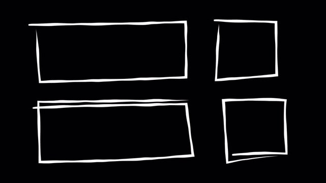 Marker Rectangle Frame Set &ndash; Hand Drawn Box Scribble Highlight Overlay Alpha Channel 4K