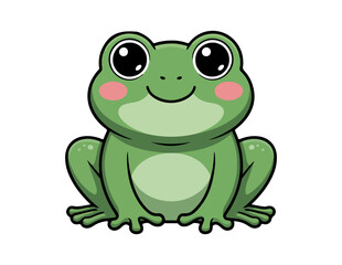 Fototapeta premium A cheerful green cartoon frog with large expressive eyes and a friendly smile.