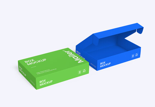 Open & Closed Mailer Box Mockup