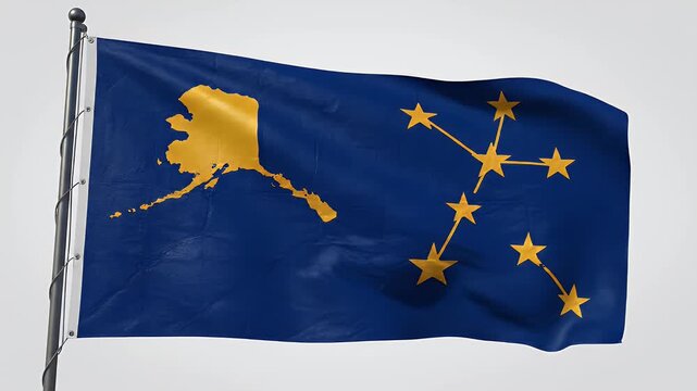Blue flag with gold map outline and constellation of stars