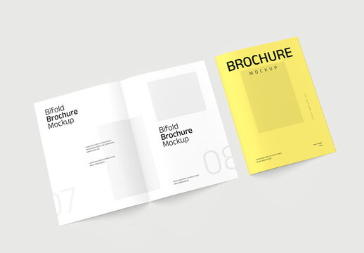 Open & Closed Bi-Fold Brochure Mockup