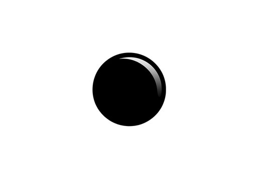 Black shiny round object isolated background.