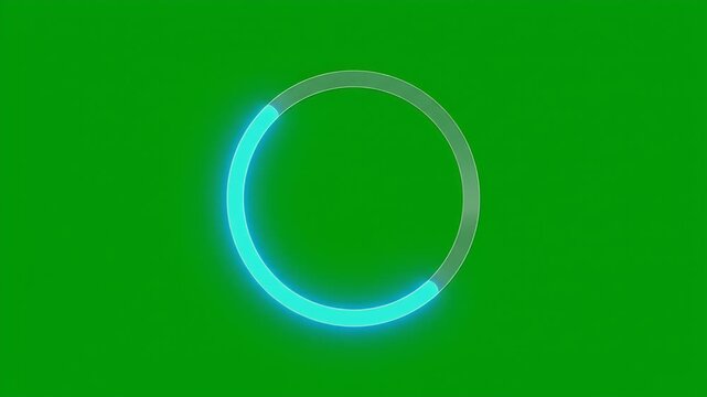 A glowing cyan ring slowly fills against a vibrant green background