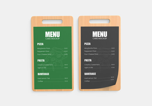 Wooden Restaurant Menu Card Mockup Set Template