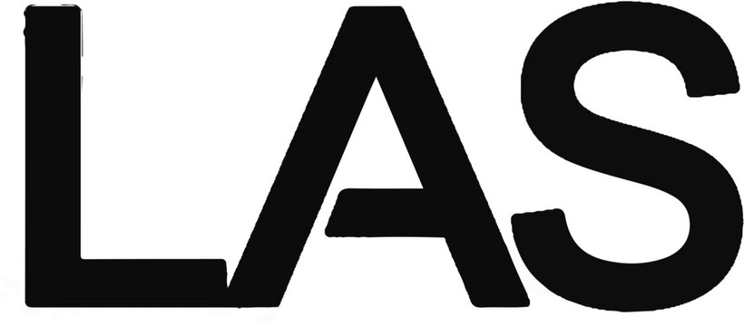 Bold black sans-serif letters L, A, and S fill the frame